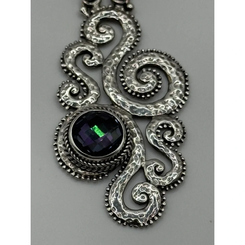 Sarda Sterling Silver Mystic‎ Quartz Swirl Design Pendant